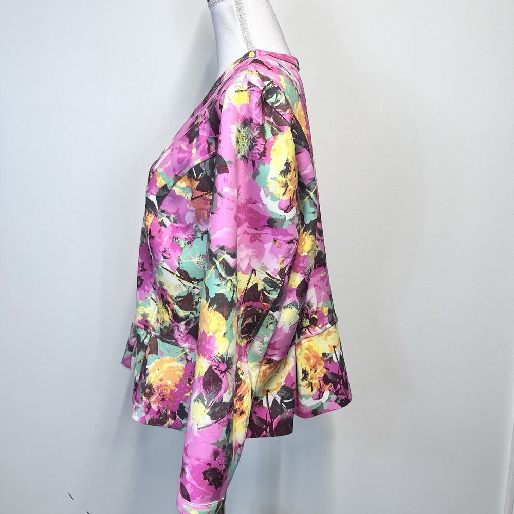 INC International Concepts Blazer sz Extra Large Pink Green Floral Scuba Stretch - Picture 5 of 8